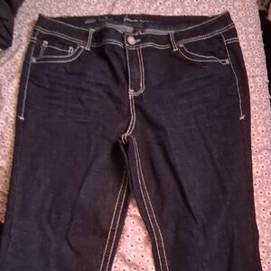 Lane Bryant Blue Skinny Jeans with Contrast Stitching